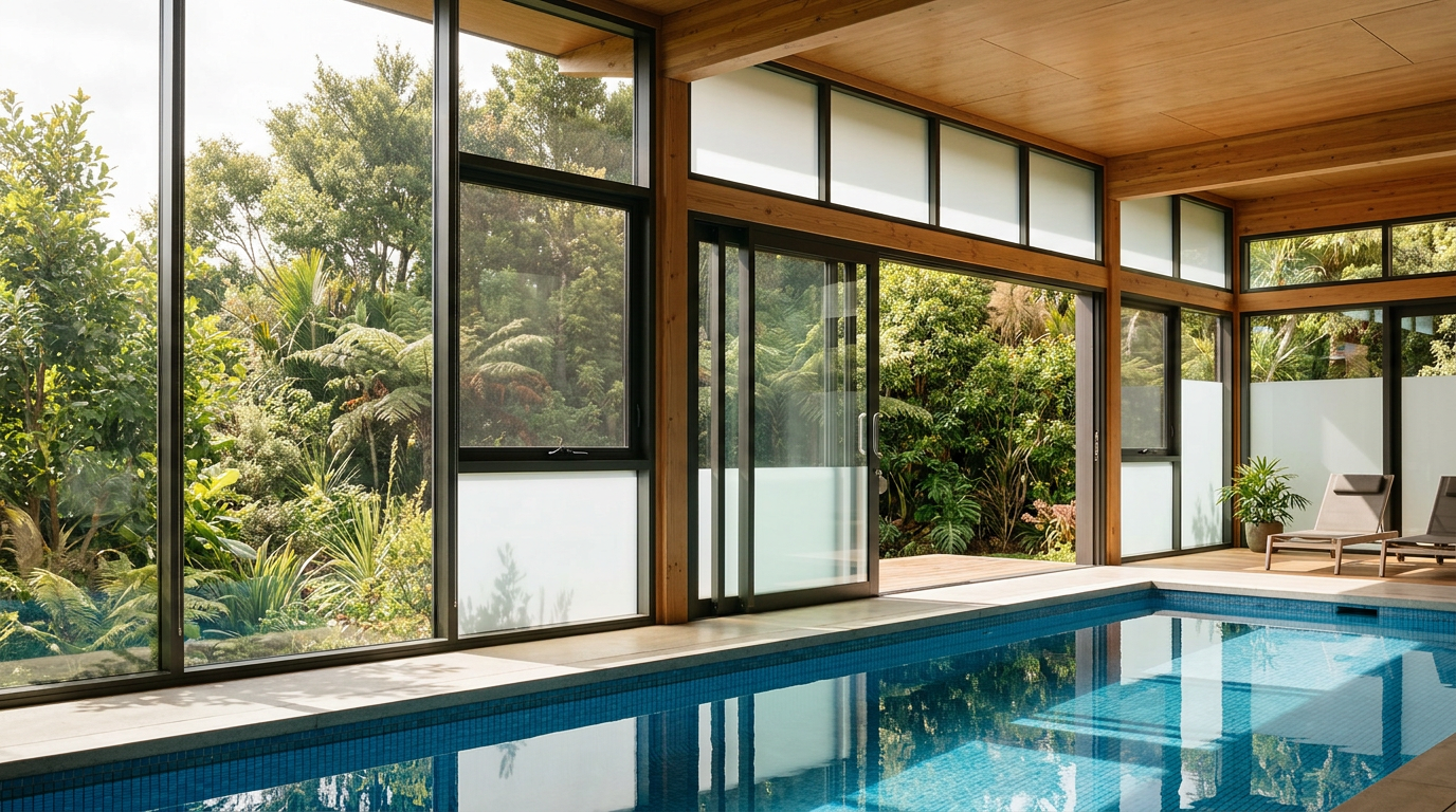 Window Design in Pool Enclosures: Balancing Natural Light, Heat and Privacy