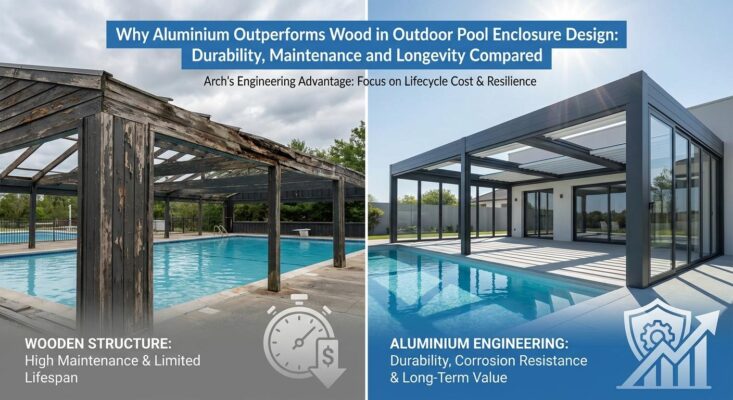 Why Aluminium Outperforms Wood in Outdoor Pool Enclosure Design: Durability, Maintenance and Longevity Compared