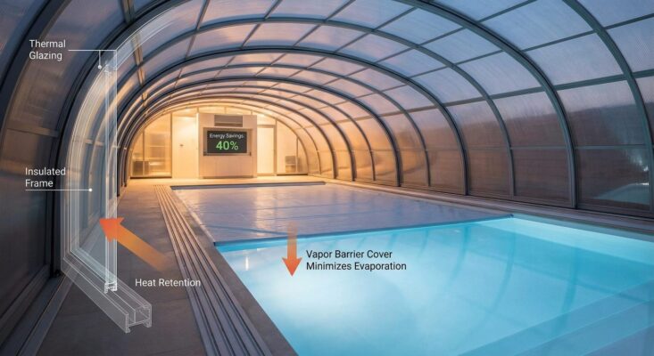 Energy Efficiency in Pool Enclosures: How Glazing, Covers and Design Reduce Your Heating Bills